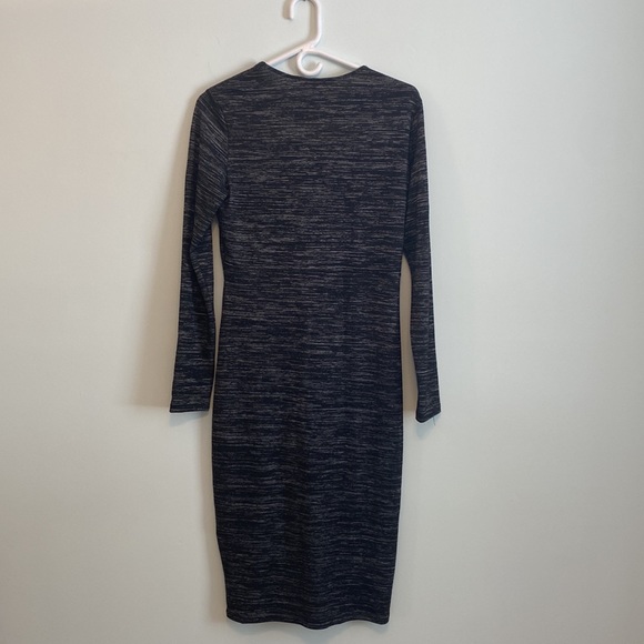 Le Chateau Black/Grey Below Knee Long Sleeve Dress, Size Medium - Picture 4 of 5